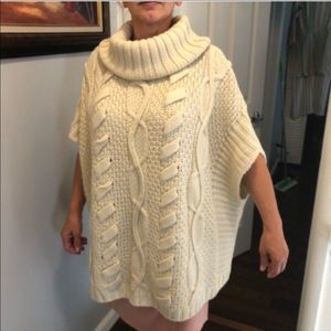 Creme turtleneck poncho